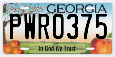 GA license plate PWR0375