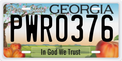 GA license plate PWR0376