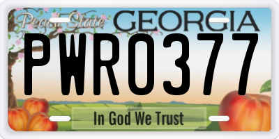 GA license plate PWR0377
