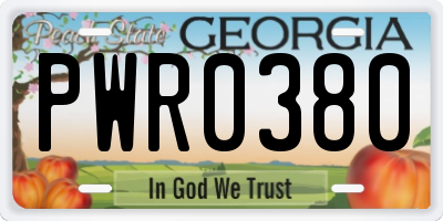GA license plate PWR0380