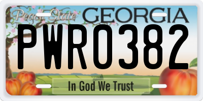 GA license plate PWR0382