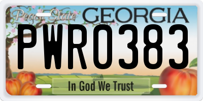 GA license plate PWR0383