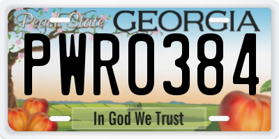 GA license plate PWR0384