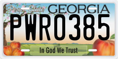 GA license plate PWR0385