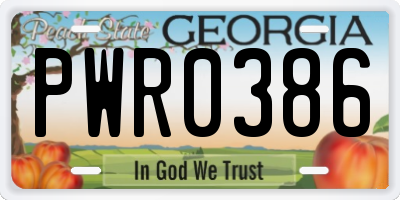 GA license plate PWR0386