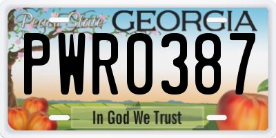 GA license plate PWR0387