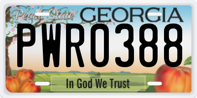 GA license plate PWR0388