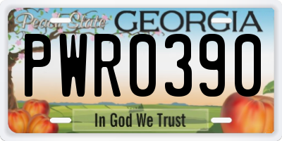 GA license plate PWR0390