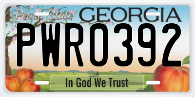 GA license plate PWR0392