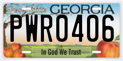 GA license plate PWR0406