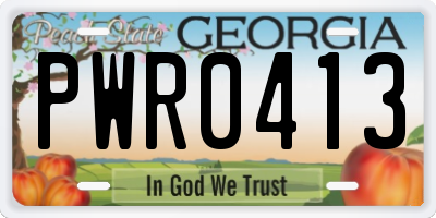 GA license plate PWR0413