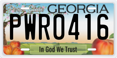 GA license plate PWR0416