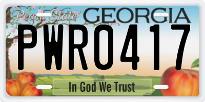 GA license plate PWR0417