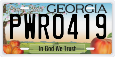 GA license plate PWR0419