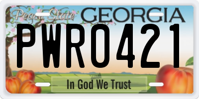 GA license plate PWR0421