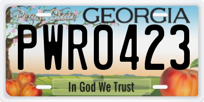 GA license plate PWR0423