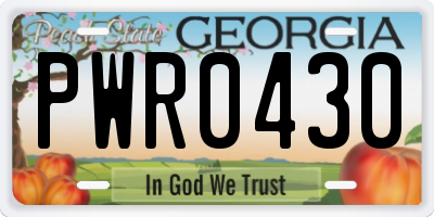 GA license plate PWR0430