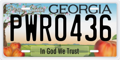 GA license plate PWR0436