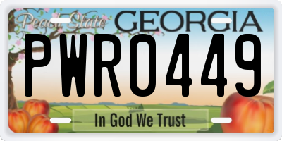GA license plate PWR0449