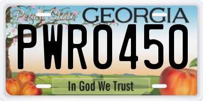 GA license plate PWR0450