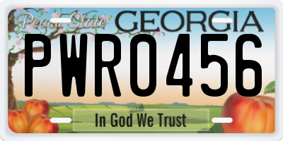 GA license plate PWR0456