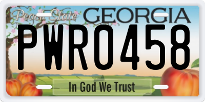 GA license plate PWR0458