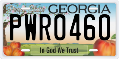 GA license plate PWR0460
