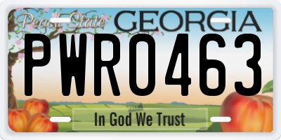 GA license plate PWR0463