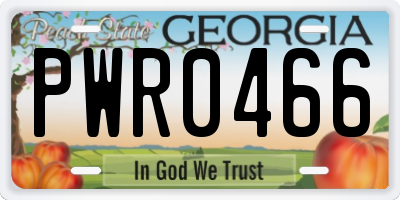 GA license plate PWR0466