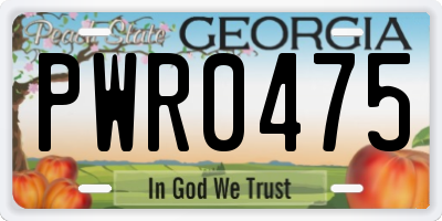 GA license plate PWR0475