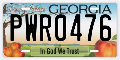 GA license plate PWR0476