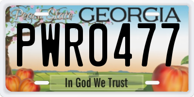 GA license plate PWR0477