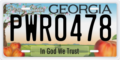 GA license plate PWR0478