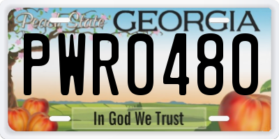 GA license plate PWR0480