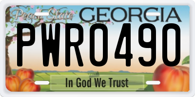 GA license plate PWR0490
