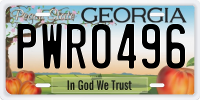 GA license plate PWR0496