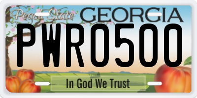 GA license plate PWR0500