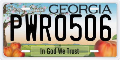 GA license plate PWR0506
