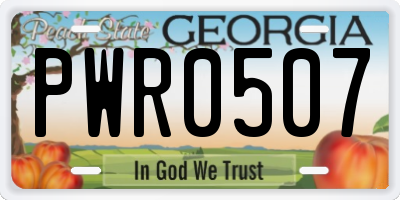 GA license plate PWR0507