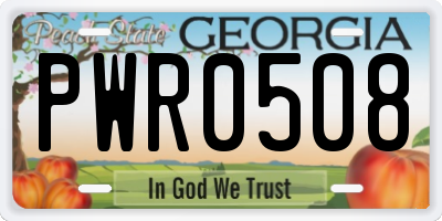 GA license plate PWR0508