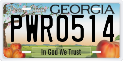 GA license plate PWR0514