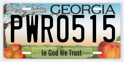 GA license plate PWR0515