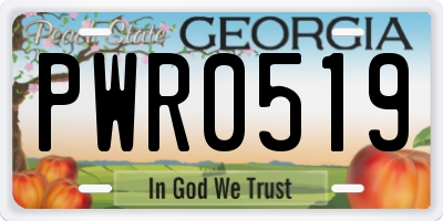 GA license plate PWR0519