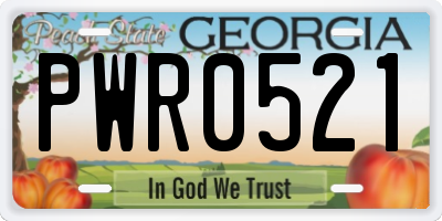 GA license plate PWR0521