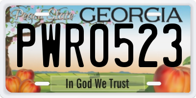 GA license plate PWR0523