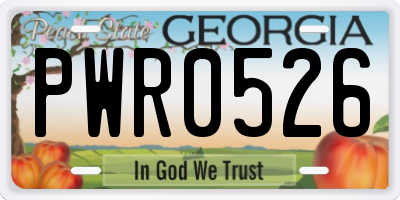 GA license plate PWR0526