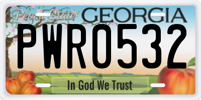 GA license plate PWR0532
