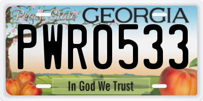 GA license plate PWR0533