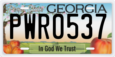 GA license plate PWR0537