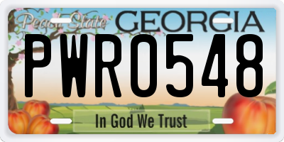 GA license plate PWR0548